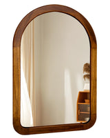 Arched Mirror 22 x 30 Inch,Brown Wood Rustic Bathroom Tempered Wall Mirror with Wood Frame,Round Corner Arch Farmhouse Wooden Vanity Mirror for Living Room,Entryway or Bedroom（Walnut Brown） CULER