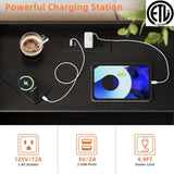 Memobarco Nightstand with Charging Station and LED Light,Modern Nightstand with USB Ports and Outlets,Wooden Bedside Tables with 2 Storage Drawers,Small Dresser for Bedroom Small Space,Black Memobarco