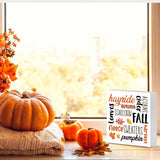 Fall Sign Autumn Wooden Sign Fall Farmhouse Home Decor for Desk Table Shelf Tabletop, 5 x 5 Inches brayqu