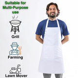 TOSHE Kitchen Apron Waterdrop Resistant Cotton Apron with adjustable Aprons for Women with Pockets 10 Color option Cooking White Apron(White) TOSHE