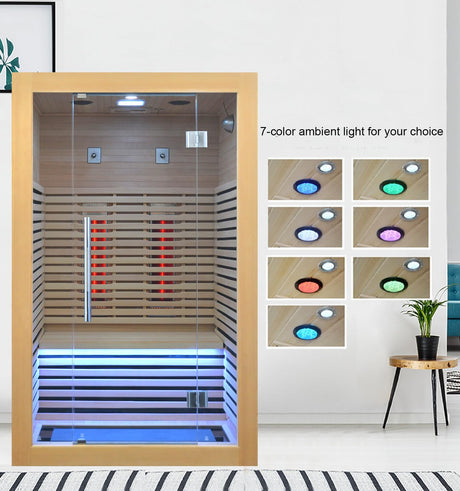 Kang Share Infrared Sauna Room 2 to 3 Person 1832W Low EMF + Carbon Plate Heater Indoor Dry Sauna, Home Spa Sauna,Wooden Canadian Hemlock CG02 Kang Share