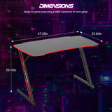 BestOffice 35"/39"/47" Computer Desk Z Shaped Workstation Ergonomic Table with Headphone Hook for Game Players (Red, 47 in) BestOffice
