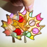 Suncatcher Kit 32 Sets Fall Leaf Suncatchers Window Art Paint Sun Catcher DIY Craft Kits Autumn Maple Leaf Sun Catchers Bulk for Classroom Thanksgiving Harvest Party Art Project Decoration AUEKIV