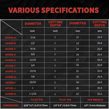 Annular Cutter Set 13 Pcs by S&F STEAD & FAST, Cutting Depth 1" Cutting Diameter 7/16" to 1-1/16" Inch, Mag Drill Bits Kit for Magnetic Drill Press, with 2 Pilot Pins S&F STEAD & FAST