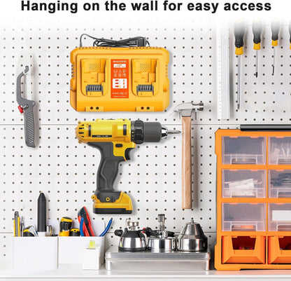 DCB102 Battery Charger Station for Dewalt Battery,Simultaneous Charging for 12V and 20V Max Battery, Compatible with DCB124 DCB126 DCB200 DCB205 Yellow - WoodArtSupply