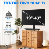 Rfiver Universal Swivel Tabletop TV Stand for Flat Screens 23 24 26 32 39 40 42 43 Inch, Heavy Duty Center Pedestal Stand Replacement with Black Tempered Glass Base and Height Adjustable Mount Rfiver