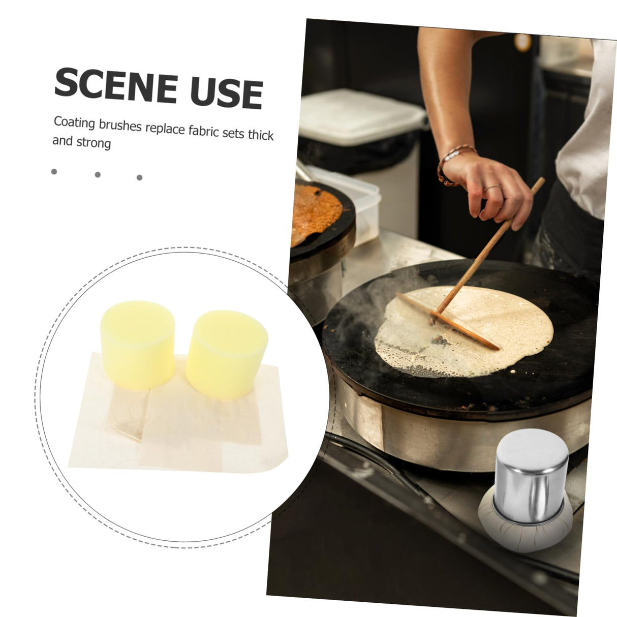 FELTECHELECTR 4 Sets Pancake Grease Brush Pancake Grease Spreader Basting Mop Bbq Oil Mop Pastry Brush Dispense Oil Wiper Replace Fabric Pancake Spreading Mop Bbq Mop Crepe Maker Oil Brush Cloth FELTECHELECTR