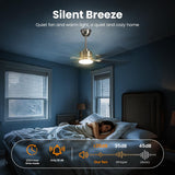 Hisummer 52 inch Modern Ceiling Fan with Light and Remote, Large Farmhouse Ceiling Fan with Lights, Silver White Ceiling Fan with Light for Bedroom Living Room Kitchen Garage, 6 Blade, 6 Speeds Hisummer