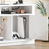 ONBRILL LED TV Stand for 80 Inch TV, Entertainment Center with Power Outlets, Modern TV Console Gaming Media Television Stands with Storage for Living Room, Bedroom, Gaming Room, 70 Inch, White ONBRILL