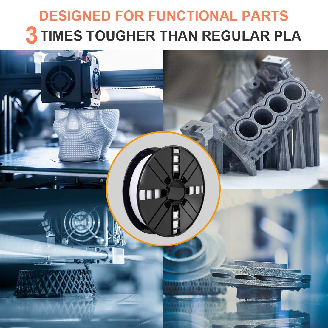 NovaMaker PETG 3D Printer Filament - 1.75mm White PETG, 1kg Spool (2.2lbs), +/- 0.03mm Dimensional Accuracy NovaMaker