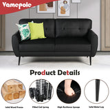 VAMEPOLE Sofa Couch, 60" Loveseat Sofa for Living Room, Mid Century Mini Black Couch, Tufted Leather Love Seat Furniture, Comfy Office Sofa 2 Seat, Small Couches for Small Spaces, Bedroom, Apartment VAMEPOLE