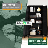 Letaya Black Storage Cabinet with Feets-Metal Home Kitchen Pantry Cabinets with Doors and Adjustable Shelves,Organization Locker for Cupboard/Bedroom/Dining/Living/Bathroom/Office/Garage Room (Black) Letaya