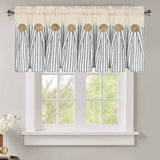 ASPMIZ Cotton Linen Kitchen Valance Curtains, Boho Rustic Button Linen Valances for Windows Farmhouse, Grey Stripe Valance Window Topper Treatment, Window Valances for RV Bathroom Cafe, 52 x 18 Inch ASPMIZ