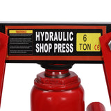 CRYBY Hydraulic Press, 6T/13227.74lbs Hydraulic Shop Press Manual Hydraulic Press with Plates, H-Frame Garage Floor Adjustable Shop Press Hydraulic Benchtop Press, 5.12In Stroke, 15.75*12.6*29.33Inch CRYBY