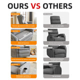 Rhevoy Oversized Swivel Rocker Recliner Chair, 26" Extra Wide Glider Nursery Chair with Adjustable Headrest, Chenille Power Recliner Rocking with Double Cushion, Cup Holder, Grey Rhevoy