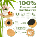 Tanlade 4 Pcs Bamboo Wooden Lazy Susan Organizer Lazy Susan Turntable for Cabinet Non Skid Kitchen Tray Revolving Condiment Spice Rack for Counter Wedding Table Organization Storage Supplies(10 Inch) Tanlade