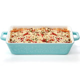 Okllen Set of 3 Casserole Dishes for Oven, Ceramic Baking Dishes with Handles, Rectangular Lasagna Pan Bakeware Set for Baking Cooking, Roasting, Broiling, Gratin, Wedding & Housewarming Gift, Blue Okllen