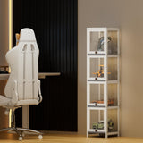 MoNiBloom 60" Tall Slim Narrow Clear Display Cabinet with Acrylic Door Curio Cabinet Display Case Corner Shelves Collection Display Case, White MoNiBloom