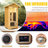 Outdoor Far Infrared Sauna, 1 Person Low EMF Indoor Home Sauna Canadian Hemlock Wood Dry Sauna 1400W/110V Homsido