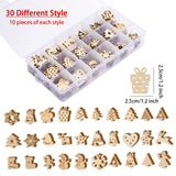 300 Pieces Unfinished Mini Wooden Christmas Ornaments DIY Wooden Christmas Ornaments Mini Blank Wood Slice Cutout Christmas Craft for Holiday Winter Xmas Tree Hanging Decoration DIY Craft,30 Styles AWIZOM