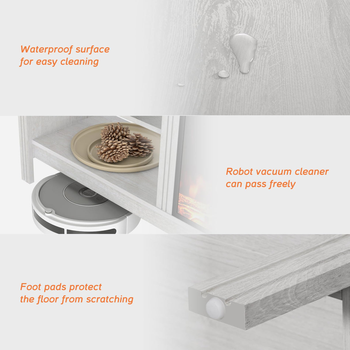 WAMPAT Electric Fireplace TV Stand for 100 Inch TV, White TV Console Table for 85 90 95 inch TV with 18 Inch Fireplace Insert, Wood Entertainment Center with Heater & Storage Cabinet, 70 Inch WAMPAT