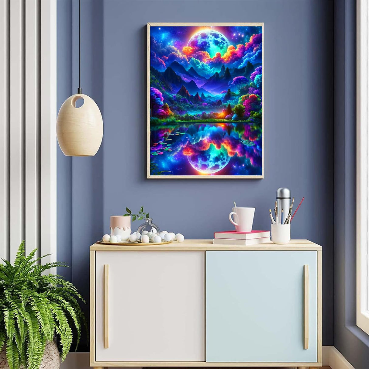 ijbnhd Moon Diamond Painting Art Kit for Adults Abstract Mountain Diamond Art Painting for Beginners Full Drill Round Gem Art Painting for Crafts Home Wall Decor Gift 12x16inch ijbnhd