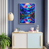 ijbnhd Moon Diamond Painting Art Kit for Adults Abstract Mountain Diamond Art Painting for Beginners Full Drill Round Gem Art Painting for Crafts Home Wall Decor Gift 12x16inch ijbnhd