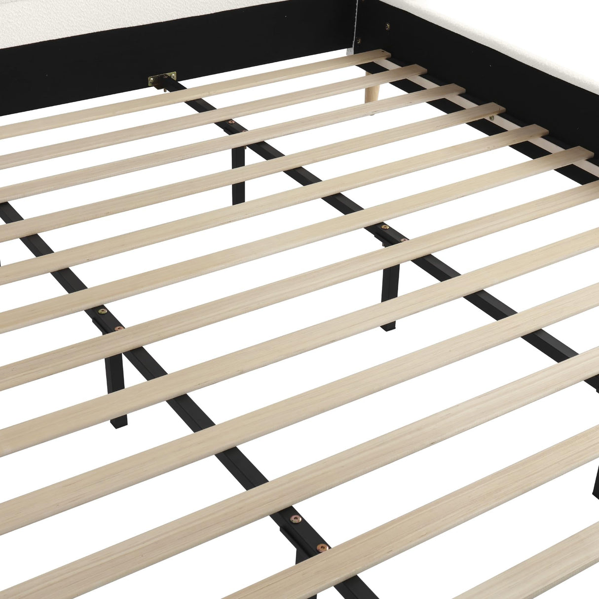 Merax King Size Upholstered Platform Bed, Boucle Fabric and Wingback Headboard, Rounded Corners, White Merax