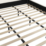 Merax King Size Upholstered Platform Bed, Boucle Fabric and Wingback Headboard, Rounded Corners, White Merax