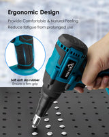 NXQWLL Cordless Rivet Gun, Electric Brushless Blind Rivet Tool Kit with Charger and 2 Batteries, Portable Electric Rivet Gun Kit for 1/8", 5/32", 3/16" Rivets NXQWLL