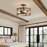 AGV LIGHTING Semi Flush Mount Ceiling Light Fixture, Farmhouse Close to Ceiling Light with There-light AGV LIGHTING