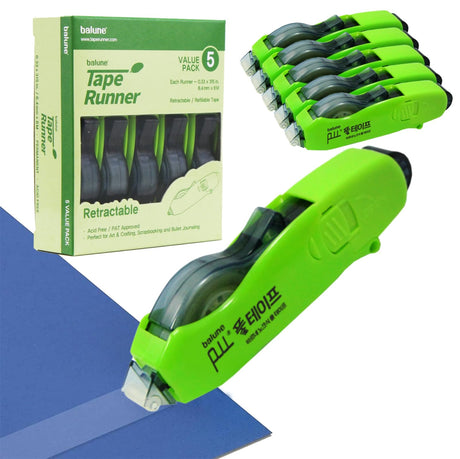Tape Runner - Double Sided Adhesive with Dispenser Roller Included - Acid Free, Sticky, Transparent - Ideal for Scrapbooking, Crafts & More - Retractable (315 inches per Cartridge), 5 Cartridges TAPE RUNNER