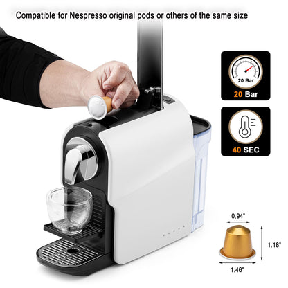 beanglass Espresso Pod Machine for Home, Compact Capsule Coffee Maker for NS Original Pods, 20 Bar High Pressure Pump, 22oz Removable Water Tank, Adjustable Cup Tray, 1350W