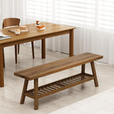 HOKYHOKY Reclaimed Solid Wood Bench-55 Inches Farmhouse Entryway Bench with Storage Shelf, Narrow Rustic Bench for Hallway, Kitchen, Bedroom, Dining HOKYHOKY