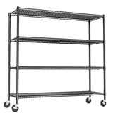 Heavy Duty Shelving, 76.2" H Garage Shelving Unit with Wheels, 4-Tier Garage Storage Shelves Metal Shelves Rack, Adjustable Industrial Shelving for Warehouse Storage, 60" W x 24" D x 76.2" H, Black GIOTORENT