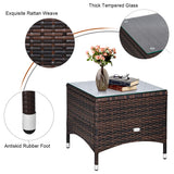 Tangkula 3-Piece Patio Conversation Set, Outdoor Wicker Furniture Set, Rattan Coffee Table & Chairs Set with Cushions, Outdoor Conversation Set for Garden Balcony Backyard (Red) Tangkula