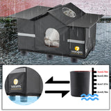 Texsens Large Cat House - Weatherproof Outdoor Cat Shelter with Roof Window- Insulated Elevated House for Stray/Barn Cats with Cozy Cushion - Ideal Waterproof Feral Cat House for Summer Texsens