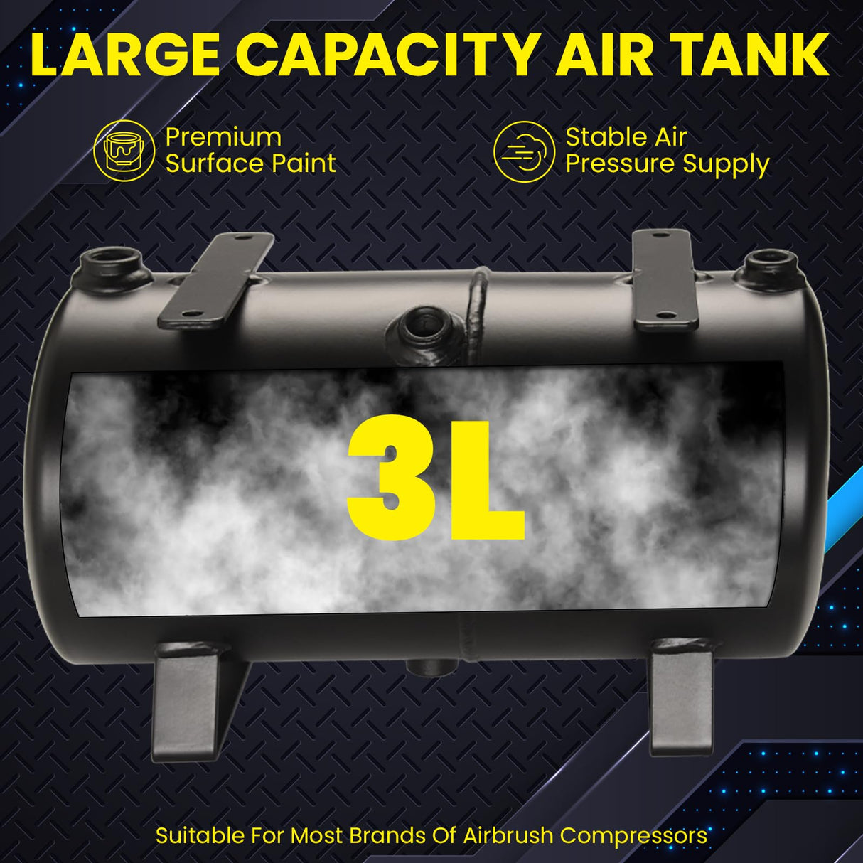 OPHIR 3L Air Tank Kit with Adapters Tube for DIY Airbrush Compressor, Black Air Tank Conversion Kit for Hobby Model Air Compressor Storage Tank OPHIR