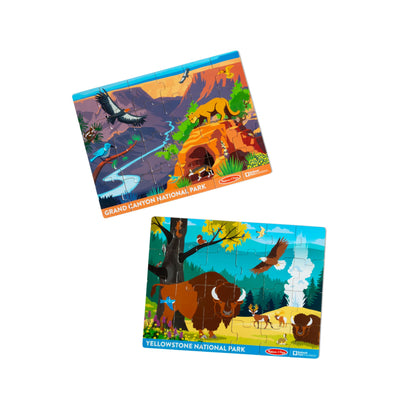 Melissa & Doug National Parks Yellowstone & Grand Canyon 24pc Jigsaw Puzzle Bundle for Boys and Girls Ages 3+