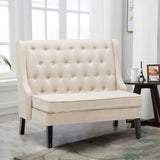 Andeworld Modern Tufted Loveaseat Settee Sofa Bench High Back with Arms Upholstered Couch for Dining Living Room Hallway or Entryway Seating,Beige Andeworld