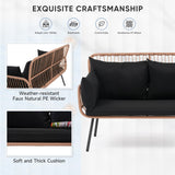 Verano Garden Patio Loveseat, Outdoor Balcony Furniture, Wicker Patio Set with Cushions & Pillows, Patio Furniture Couch for Porch, Backyard, Deck, Poolside (Black) Verano Garden