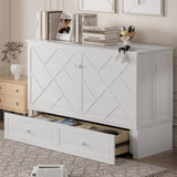 ijuicy Murphy Bed Queen with Foam Mattress, Convenient Murphy Bed Cabinet with Charging Station & Storage Board, Bed That Folds into Cabinet with Large Storage Drawer for Bedroom,Guest Room(White) ijuicy