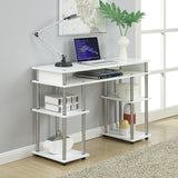 Convenience Concepts Designs2Go No Tools Desk Home Office Desk with Shelves, Corner Shelf Vanity Desk Computer Desk Nail Table for Nail Tech - 47.25" L x 15.75" W x 30" H, White Convenience Concepts