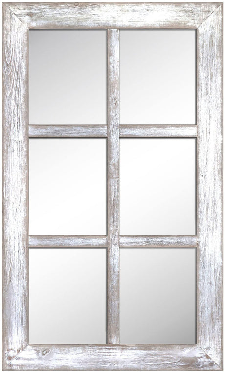 Barnyard Designs 24x40 Windowpane Wood Farmhouse Wall Mirror, Large Rustic 6 Pane Rectangle Window Frame Vintage Decor, Entryway Hallway Mirror (Whitewash) Barnyard Designs