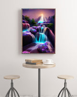 KINPLUB 5D Diamond Painting Kits for Adults, Moonlight Waterfall Diamond Art Kits, DIY Full Drill Night Moon Landscape Paint with Round Diamond Dots, Fantasy Home Wall Decor 12 x 16 Inch KINPLUB