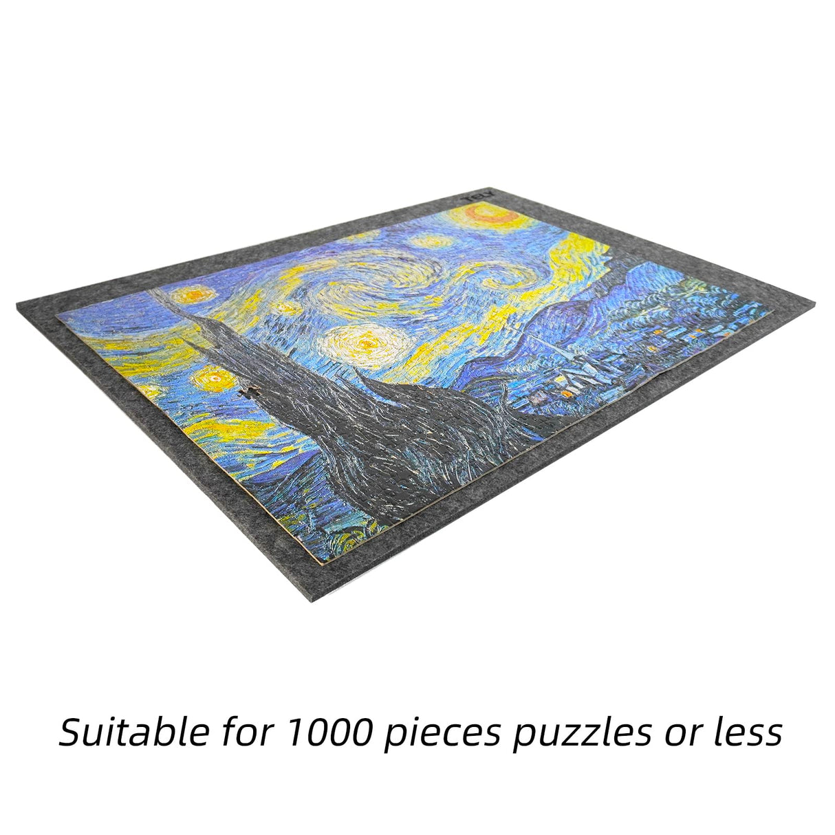 TELY Foldaway Puzzle Board Felt Mat for up to 1000 Pieces of Jigsaw Puzzle, Foldable for Easy Storage, Portable Puzzle Pad, (Black/9mm Thickness) TELY