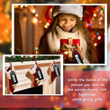 DIYASY 12 Pack Christmas Stocking Name Tags, Personalized Wooden Haning Tags Farmhouse Stocking Sign Unfinished Blank Chalkboard Tags with Wood Beads, Bows, Hemp Rope & Needle DIYASY