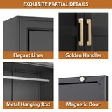 Polup Metal Armoire Wardrobe Closet with Drawer, 71“ Tall Wardrobe with Doors and Shelves, Metal Wardrobes Closet with Hanging Rod, for Bedroom, Black, Assembly Required Polup