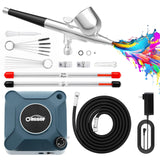 Oasser Airbrush Kit with Air Compressor, Dual Action 40 PSI 10.5 L/min Airbrush Set Gun, Air Brush for Nails, Makeup, Model, DIY Oasser