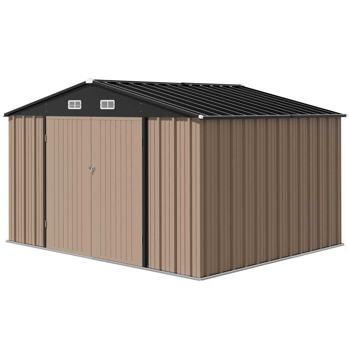 Devoko 8 x 10 FT Outdoor Storage Shed, Metal Garden Sheds & Outdoor Storage Clearance, Large Tool Shed Outdoor with Single Lockable Door for Patio Lawn Backyard (Brown) Devoko